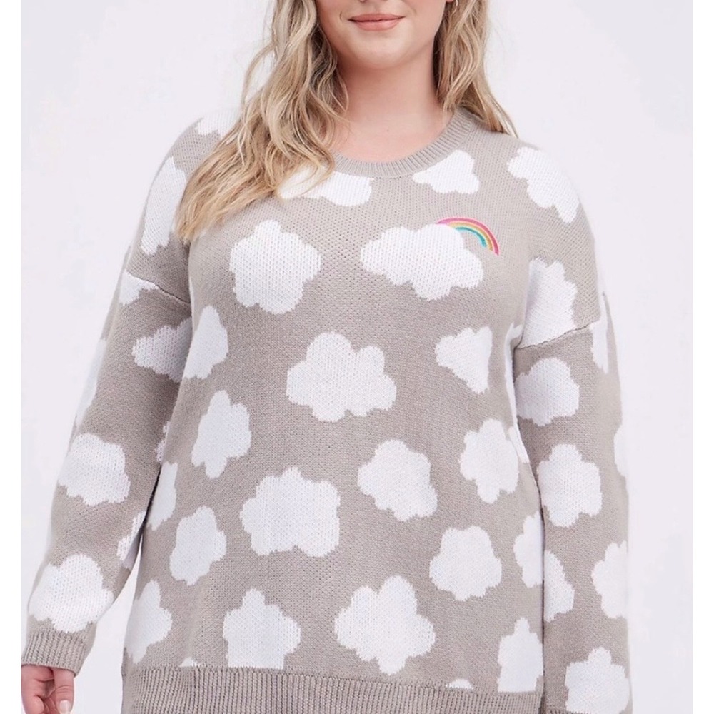TORRID Rainbow Cloud Crewneck Sweater Plus Woman 3 ( 22-24) Gray Cozy Casual - Picture 1 of 6